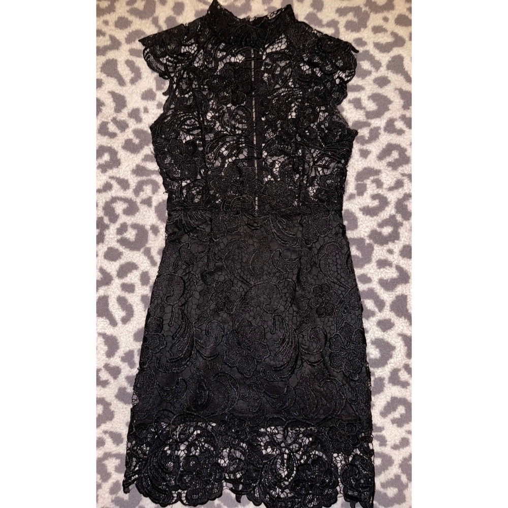 Xenia Boutique Black Lace Zip Up Heavy Duty Dress